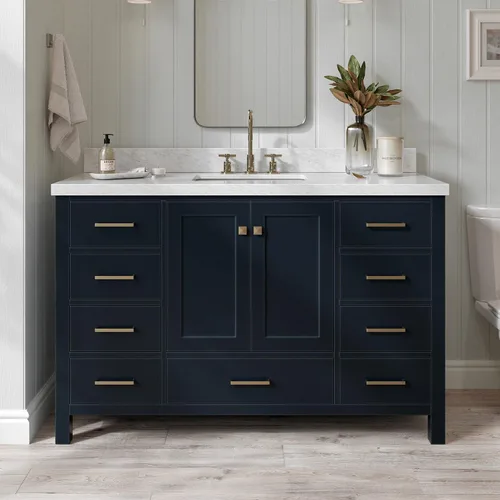 Miniatura 25 de ARIEL Cambridge - Mueble de baño espresso de 43 pulgadas con fregadero, borde de mármol italiano de carrara de 1.5 pulgadas, madera maciza