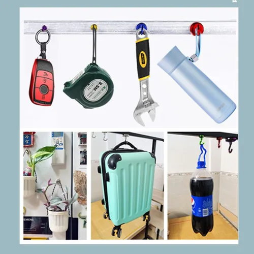 Miniatura 5 de Paquete de 9 ganchos magnéticos para cabinas de crucero, ganchos magnéticos para colgar en el refrigerador, imanes coloridos resistentes