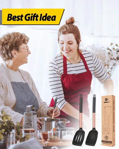 Miniatura 7 de Paquete de 2 espátulas de cocina sólidas de silicona, antiadherentes, utensilios de cocina sin BPA, resistentes al calor, utensilios de cocina