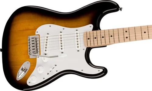 Miniatura 5 de Guitarra eléctrica Squire Sonic Stratocaster, Sunburst de 2 colores, diapasón de madera de arce, protector blanco