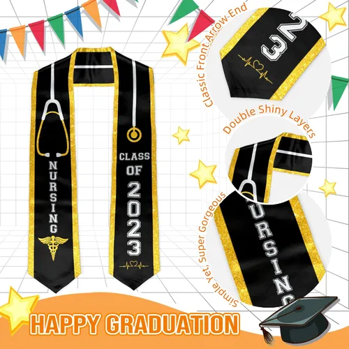 Miniatura 5 de Batorkpl Estola de graduación para enfermeras, fajín de graduado de enfermería, ideal para regalo de graduación de clase de 2023