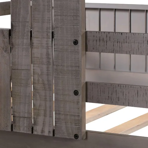 Miniatura 8 de Literas individuales para niños pequeños, literas de madera con ventana de techo, escalera de barandilla, para niñas y niños, no requiere caja