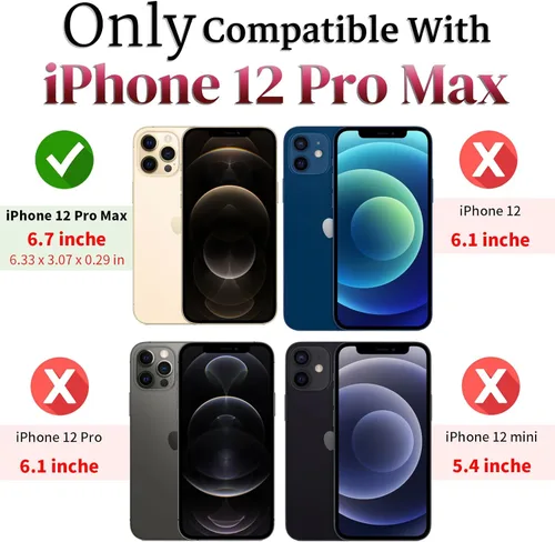 Miniatura 2 de HNHYGETE Funda para iPhone 12 Pro Max con protector de pantalla: [grado militar de 20 pies probada en caídas] Funda protectora para cámara Negro