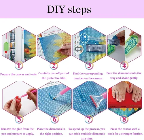 Miniatura 6 de Kit de pintura de diamantes con diseño de flores y luna para adultos, arte y manualidades redondas 5D para adultos principiantes, pinturas