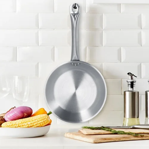 Miniatura 8 de Sartén de acero inoxidable, sartén de una sola manija, utensilios de cocina de inducción, ideal para cocinar en casa y chef profesional