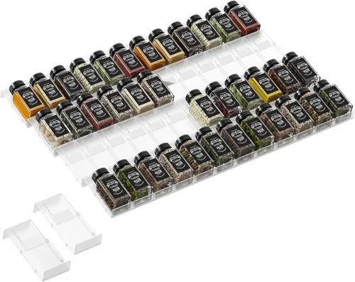 Miniatura 10 de Famhap Organizador de cajones de especias, paquete de 6 organizadores de condimentos ampliables de 11.6 a 23.2 pulgadas, bandeja de condimentos