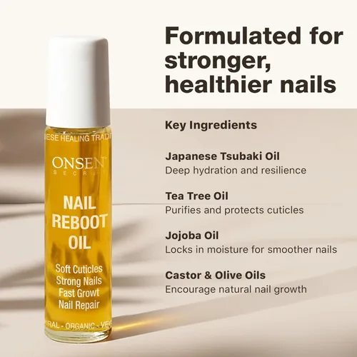 Miniatura 4 de Onsen Secret Aceite de reparación de uñas y cutículas (2 x 0.3 fl oz), fórmula de aceite seco, tsubaki japonés, árbol de té y jojoba, fortalece