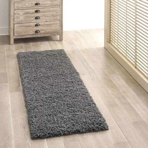 Miniatura 57 de Unique Loom Zuniga Solid Shag Collection alfombra moderna de felpa negra de área (7' 0 x 10' 0)