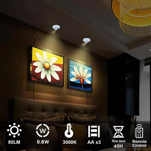 Miniatura 5 de HAMVIDNE Foco LED, luces de foto a batería, iluminación ascendente para interior, luces de disco con 2 controles remotos, luz de punto regulable
