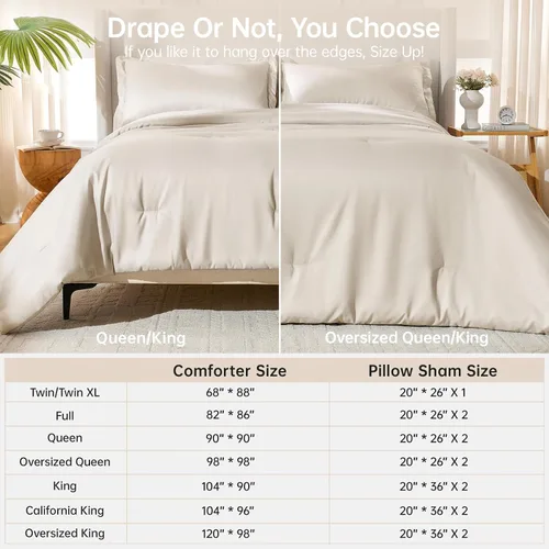 Miniatura 8 de MUXHOMO Juego de edredón beige tamaño individual/individual XL, ropa de cama alternativa ultrasuave para todas las estaciones. El juego de cama