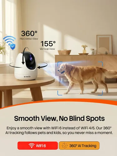 Miniatura 7 de Tenda CP3 Pro 2K Cámara de seguridad interior con WiFi 6 y detección AI para bebés/mascotas - Monitor de bebé, cámara para mascotas para el hogar