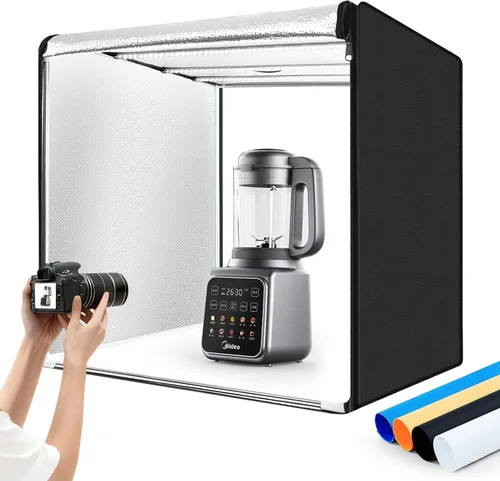 Caja de luz para estudio fotográfico de 32"x32" con 100 LED y 6 fondos de colores, caja de fotos con luces, caja de imagen plegable para fotografía