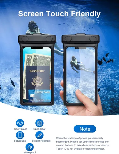 Miniatura 4 de wellhouse Funda impermeable para teléfono, funda impermeable para iPhone 17 16 15 14 13 Pro Max XS Samsung, IPX8 3D bolsa seca para teléfono celular