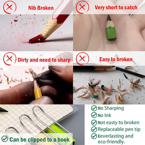 Miniatura 5 de 6 juegos de lápices eternos, bolígrafo infinito, lápices sin afilar para escribir, dibujar, estudiantes, sostenibles para suministros escolares