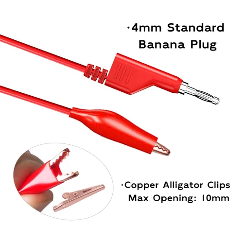 Miniatura 5 de Goupchn Stackabe Banana Plug to Alligator Clips Cables de prueba 5 colores Cables eléctricos flexibles suaves para pruebas eléctricas multímetro