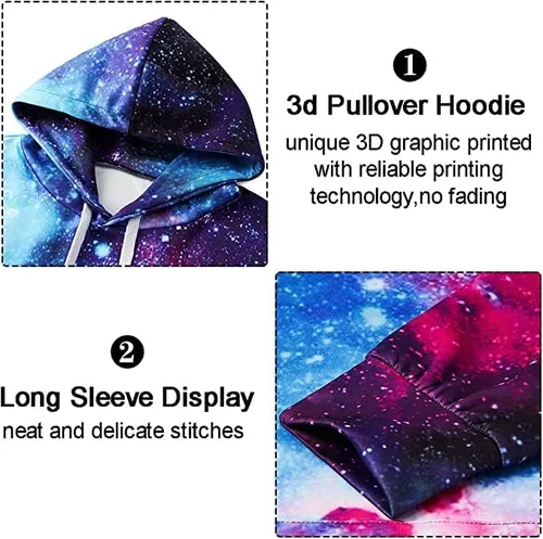 Miniatura 6 de uideazone Sudadera con capucha con estampado 3D para hombre y mujer, con bolsillo tipo canguro