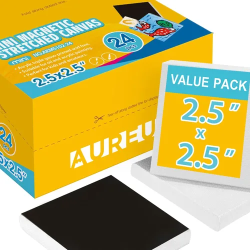Miniatura 9 de AUREUO Mini panel de lienzo magnético de 4 x 4 pulgadas, paquete de 24 unidades, tablero de lienzo plano cuadrado pequeño con parte trasera