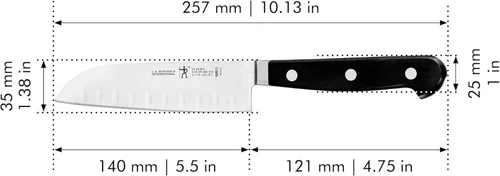 Miniatura 3 de HENCKELS Cuchillo Santoku clásico de 5 pulgadas, diseño alemán informado por más de 100 años de maestría, negro/acero inoxidable