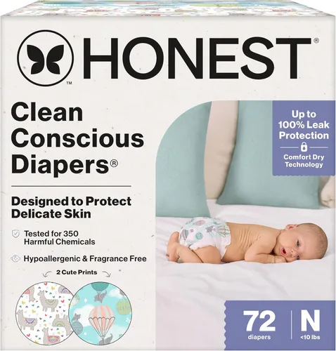 Miniatura 47 de The Honest Company Clean Conscious - Pañales para pieles delicadas, hasta un 100% a prueba de fugas, hipoalergénicos, sin fragancia, género neutro