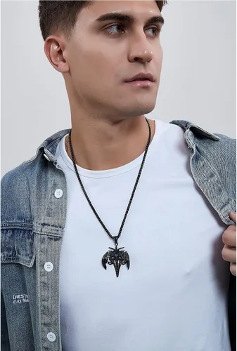 Miniatura 30 de YAMI Collar de alas angulares para hombre, ángel de la guarda, dragón, cuervo, pulpo, collar de anime, collar de acero inoxidable 316