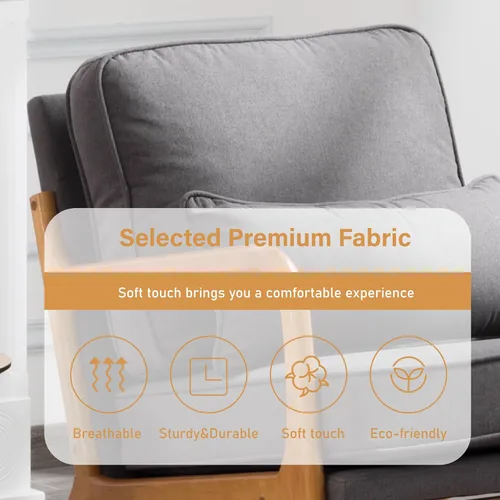 Miniatura 8 de Silla decorativa para sala de estar, sillón tapizado moderno de mediados de siglo con almohada, sillón de lectura, cómoda silla decorativa para Gris