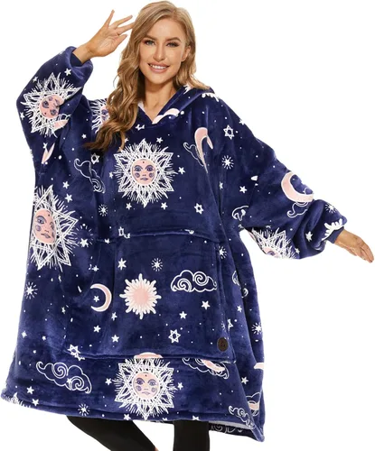 Miniatura 41 de Three Poodle - Manta con capucha portátil para niños, sudadera de sherpa de gran tamaño con capucha gigante, manta con capucha cálida y acogedora