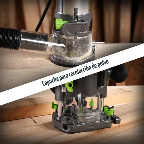 Miniatura 4 de WORKPRO Kit Combo de Router Compacto, Router Compacto de 6.5 Amperios con Base Fija y Router de Inmersión para Carpintería Ranurado y Cepillado, 6