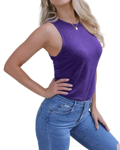 Miniatura 3 de GeGekoko Camisetas sin mangas con cuello redondo para mujer, para verano, casual, básicas