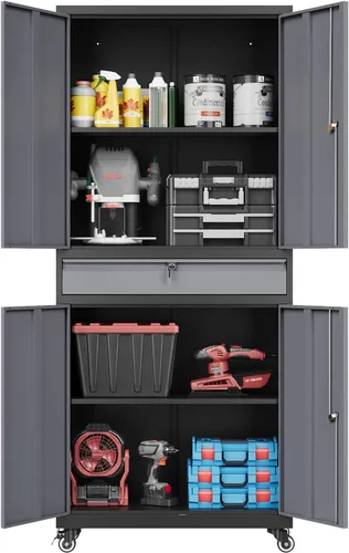 Miniatura 27 de Fesbos Armario de almacenamiento de metal, archivadores de acero de 36 pulgadas de alto con puertas con cerradura y estantes ajustables, gabinete