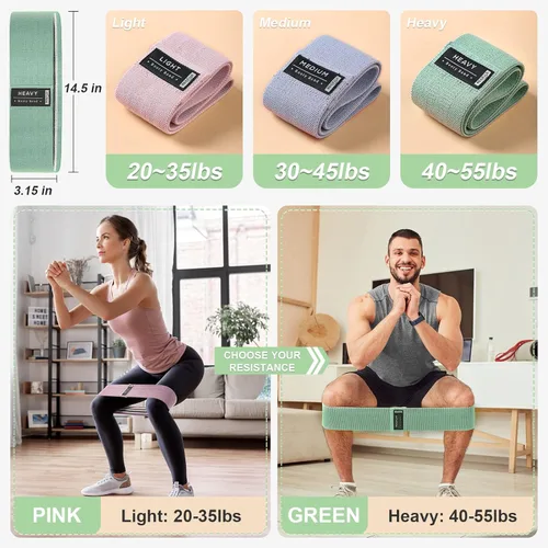 Miniatura 3 de Booty Bands Set, Resistance Bands for Working Out, Exercise Bands for Women and Men Legs and Butt, Stretch Bands for Pilates, Yoga Starter Set Claro