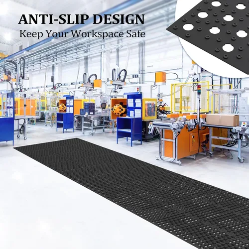 Miniatura 7 de ROVSUN Rubber Floor Mat with Holes, 3x20 FT Hollow Large Mat Roll, Anti-Fatigue/Non-Slip Drainage Mat, for Industrial Kitchen Restaurant Bar