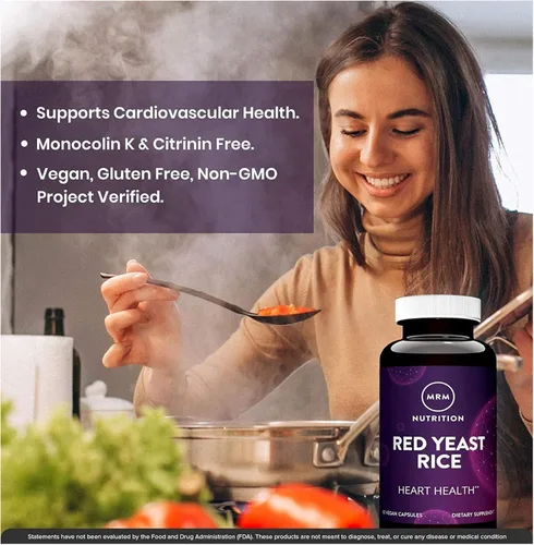 Miniatura 5 de MRM Nutrition - Cápsulas de arroz de levadura roja, para mujeres y hombres, 1,200 mg de arroz de levadura roja por porción, producto alimenticio