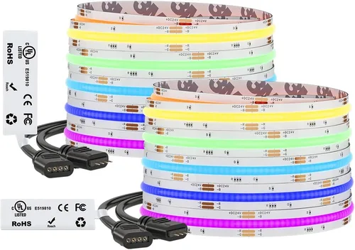 Miniatura 12 de BTF-LIGHTING FCOB COB - Tira de luz LED RGB con certificación UL, 810 LEDs/m de alta densidad flexible que cambia de color, DC12V 9.8 pies y 0.394