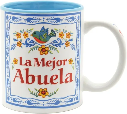 Taza La Mejor Abuela – Regalos únicos de Abuela en español – Taza de cerámica duradera de 12 onzas con esmalte azul – Mejor abuela para