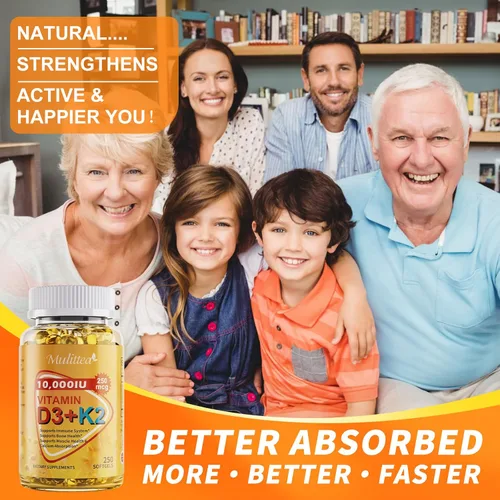 Miniatura 7 de Vitamina D3 K2 a base de plantas de 10000 UI con aceite MCT de coco virgen – 200 mcg MK7 de vitamina K2, sin OMG para una máxima absorción, salud