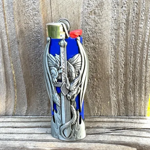Miniatura 4 de Dragon and Sword - Funda de metal para encendedor J6 de tamaño estándar BIC