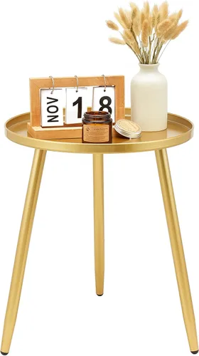 Miniatura 12 de Linpla Mesas auxiliares/auxiliares decentes – Pequeña mesa redonda decorativa, mesitas de noche estrechas de metal negro con 3 patas, ideal