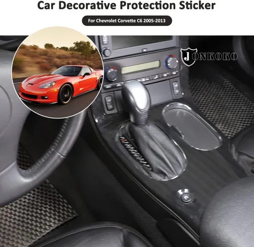 Miniatura 4 de Pegatinas de fibra de carbono suave para coche, indicador de cambio central para Chevrolet Corvette C6 2005-2013, calcomanías de ajuste de marco