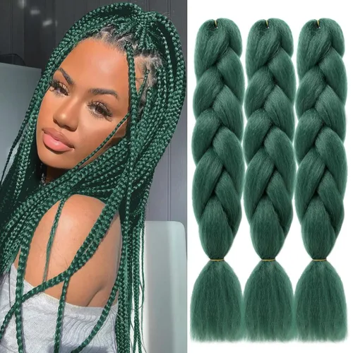 Miniatura 15 de Extensiones de cabello trenzado de color amarillo jumbo, trenzas gigantes para trenzas de caja trenzada, cabello de fibra sintética de alta calidad