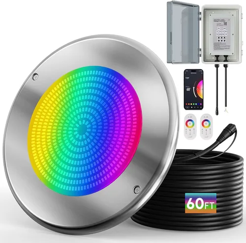 Miniatura 10 de Luces de piscina LED WiFi Spa de 60 pies y 6 pulgadas para piscina enterrada con triple control (control remoto/aplicación/controlador), luz