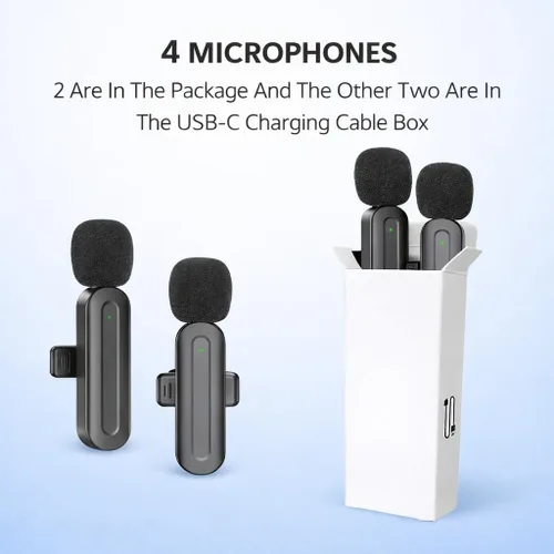 Miniatura 2 de Micrófono Lavalier inalámbrico 3 en 1 para iPhone: micrófono de solapa Bluetooth para iPad Android Phone Camera Pc - Micrófonos de clip pequeño
