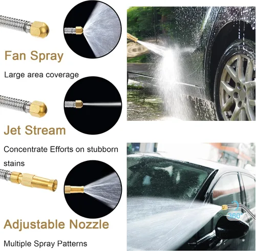 Miniatura 3 de Hbaushun Varita de lavadora de alta presión, rociador de presión Hydro Jet, riego flexible de jardín con 3 boquillas, extremo de manguera universal