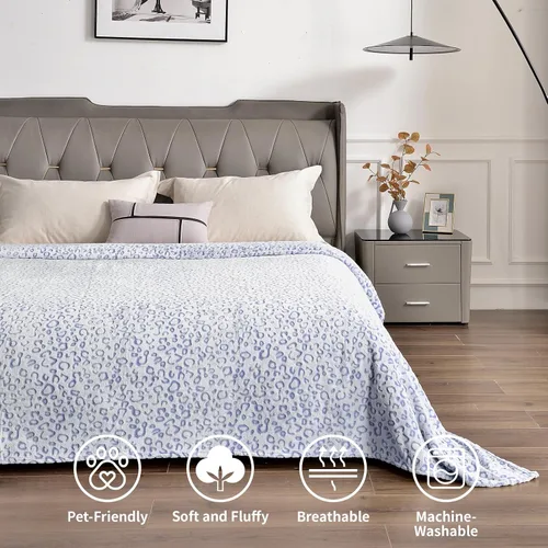 Miniatura 4 de PLEASANT BOULEVARD Manta de Forro Polar con Estampado de Leopardo, Colcha de Microfibra Suave Liviana Acogedora y Cálida Premium para Sofá y Cama