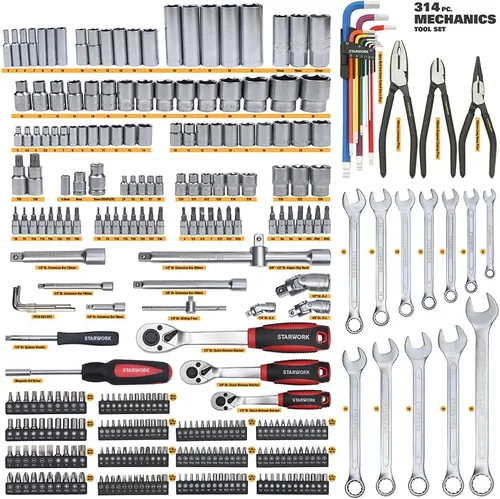 Miniatura 4 de STARWORK TRUE MECHANIC™ Juego de herramientas mecánicas de 314 piezas y juego de dados, juego métrico profesional