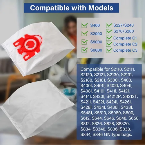Miniatura 2 de Paquete de 18 bolsas de vacío 3D Airclean FJM de repuesto para aspiradora Miele Compact C1 tipo FJM, Compact C1, Compact C2, S6000-S6999