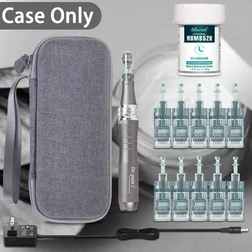 Miniatura 6 de Aenllosi Funda rígida compatible con bolígrafo de microagujas profesional y cartuchos reemplazables, soporte protector para bolígrafo Derma Gris