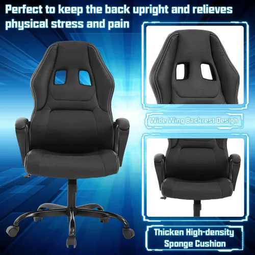 Miniatura 7 de Silla gamer para computadora PC, silla de oficina para adultos, adolescentes y niños, silla ergonómica de piel sintética con soporte lumbar