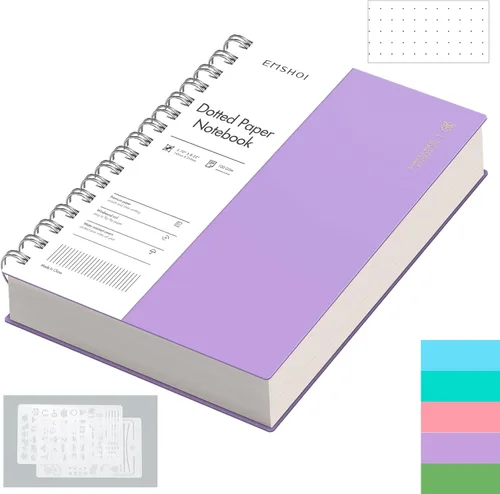 Miniatura 18 de EMSHOI Cuaderno de espiral A4, diario punteado de viñetas, 11.2" X 8.27", 300 páginas/150 hojas, papel de cuadrícula de puntos de 100gsm, tapa