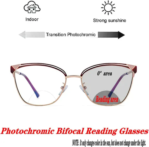 Miniatura 2 de laureles Gafas de sol de gato de transición, fotocromáticas, bifocales, de lectura, para presbicia, para mujer