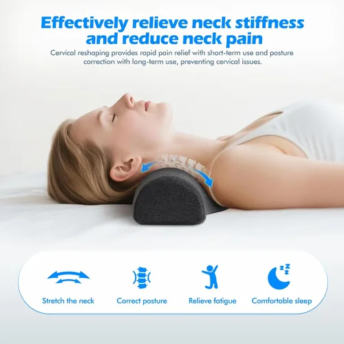 Miniatura 4 de Almohada cervical cervical para dormir, almohada cervical para aliviar el dolor de cuello, diseño ergonómico con soporte de columna cervical.